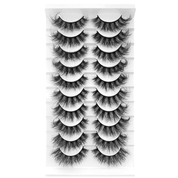 Arekey False Eyelashes Fluffy Faux Mink Lashes 3D Cat-Eye Wispy Lashes Volume Fake Eyelashes 10 Pairs Pack Manga Eye Lash Multipack