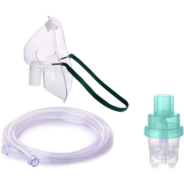 Wonder Care Nebuliser Kit with Nebulizer Mask Inhaler Pharmaceutical Grade Accessories Soft Tubing Vaporizer Cup - Pack of 2 (Adult+child)