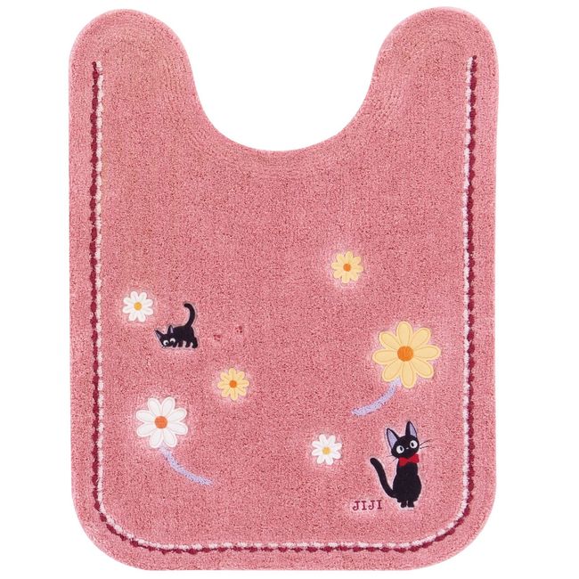 Senko 12766 Kiki's Delivery Service Flower Sanpo Toilet Mat, Approx. 31.5 x 23.6 inches (80 x 60 cm), Pink, Character, Gigi, Cat, Ghibli