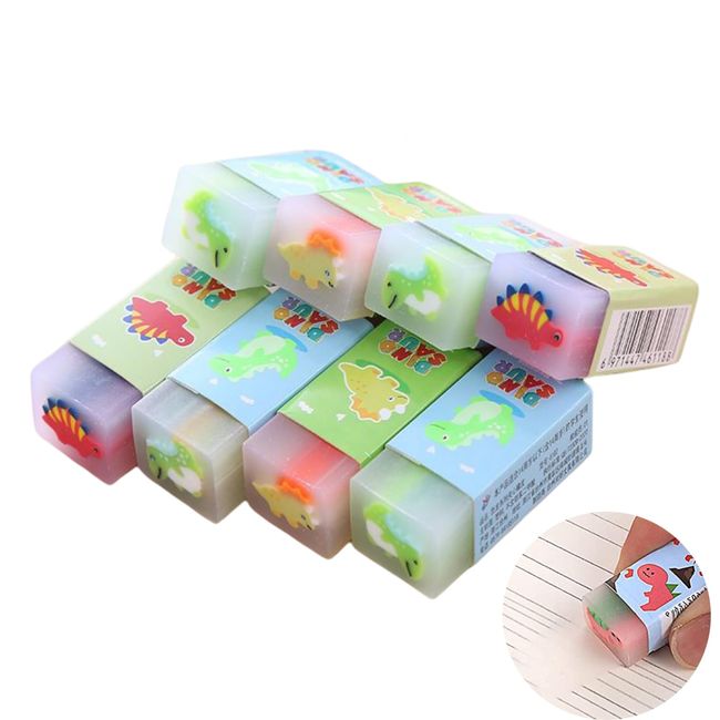 YFFSFDC Eraser Set of 8 Cute Dinosaur Sand Pencil Eraser Set Stationery Novelty School Office Children Children Students DIY Drawing Easy to Use