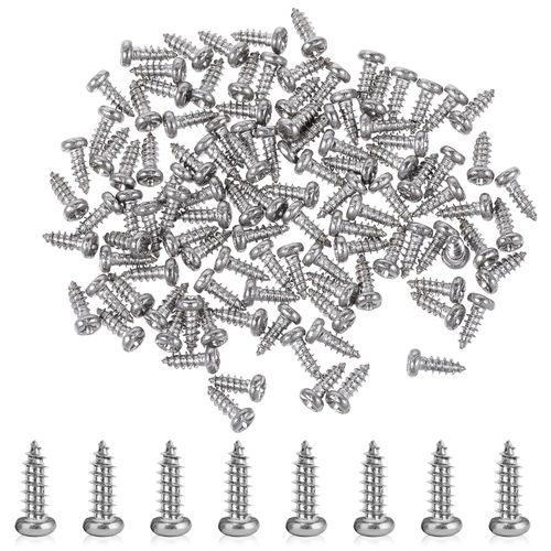 200 PCS #2 X 1/4" Pan Head Sheet Metal Screws, Phillips Screws, Bright Finish 304 Stainless Steel Sheet Metal Screw Full Thread Phillips Screw, Self-Tapping-Screwss for Wood Drywall Plastic, 18-8