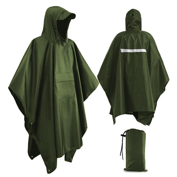 Xrkuu Rain Poncho For Adult, Lightweight Waterproof Poncho For Women And Men, Portable Reusable Raincoat Emergency Rain Poncho With Reflective Strip For Outdoor Hiking, Climbing, Traveling (Green)