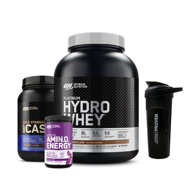 [+Shaker] Hydro Whey 1.64kg Choco + Casein 850g Choco + Amino Energy 270g Grape