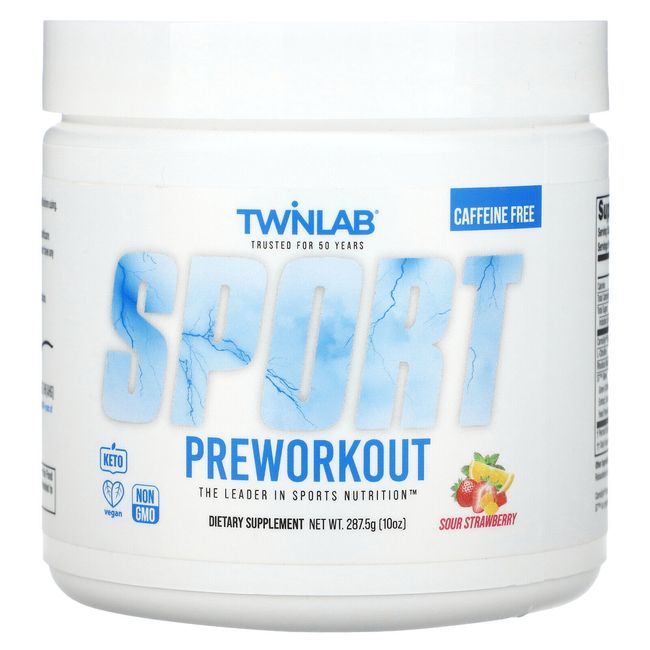 Sport Preworkout, Caffeine Free, Sour Strawberry, 10 oz (287.5 g)