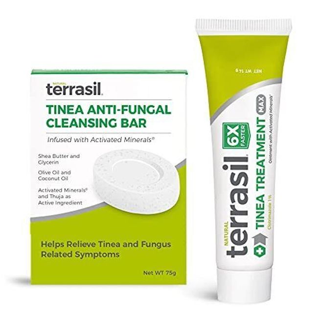 Terrasil Tinea Treatment 2-Product Ointment and Cleansing Bar System with All...