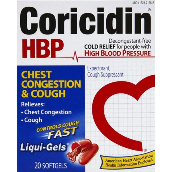 Coricidin HBP Chest Congestion & Cough Liquid Soft Gels, 20 ct