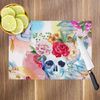 Cool Colourful Skull Glass Chopping Board Kitchen Worktop Saver Protector
