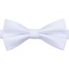 DQT Plain Twill Wedding Thistle Pre-Tied Bow Tie for Men - White