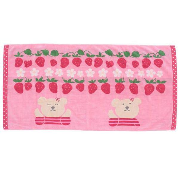 Rainbow Bear Wakuwaku Bath Towel, Pink