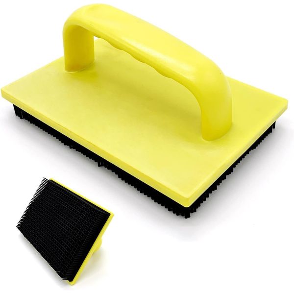 Selloria Stippling Brush Set with Handle, 15 cm x 10 cm, Yellow, Includes Artex Texture Tool for Wall Decoration,Versatile Design In Yellow Plastic Base Colour With Black Bristles,Comfortable Grip