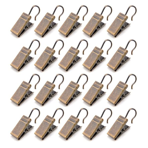 HappyHome 20pcs Curtain Clips Curtain Hooks Metal Strong Clips Curtain Liner Shower Curtain (Bronze)