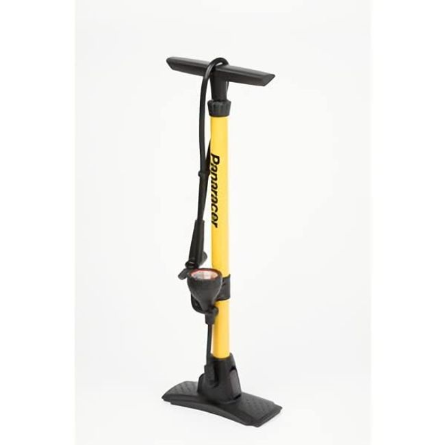 Panaracer BFP-04AGA3-Y Air Pump, Aluminum 04 Floor Pump, With Gauge, Auto Head Compatible With Schrader and Presta Styles, Dunlop Clip Included, Yellow