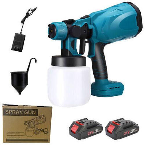 High Pressure Cordless Paint Sprayer Electric Airless HVLP Spray Gun w/2 Battery