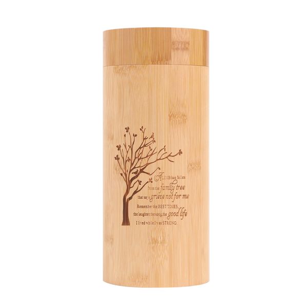 Eco Bomboo Scattering Urn – Biodegradable Scatter Tube for Ashes - Cremation Urn for Adult Ashes (Family tree)