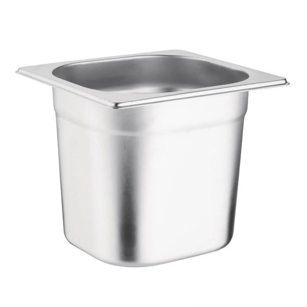 Vogue Gastronorm Pan 1/6, Stainless Steel Tray, Depth: 150 mm, Capacity: 2.2 Litres, Hot and Cold Food Storage Container, Bain Marie Compatible, Lid Sold Separately, K992