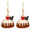Bluebubble MERRY CHRISTMAS Pudding Cake Dangle Earrings on Gift Card