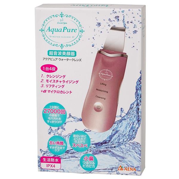 Facial beautifier, ultrasonic facial beautifier, peeling, iontophoresis, dead skin, dirt, microcurrent, firming, ultrasonic, nose, dead skin, waterproof, beauty treatment at home, Aqua Pure Water Cleanse