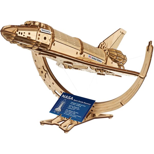 UGEARS NASA Space Shuttle Discovery - Wooden Models to Build for Adults - Space Shuttle Model Kit - Mechanical 3D Puzzle Wooden Model Kit for Adults - Spacecraft Model with Detailed Features