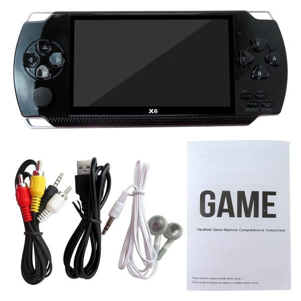 Upgraded Version X6 4.3" 8GB 128Bit Black Portable Handheld Video Game Console Player 10000 Games Built in