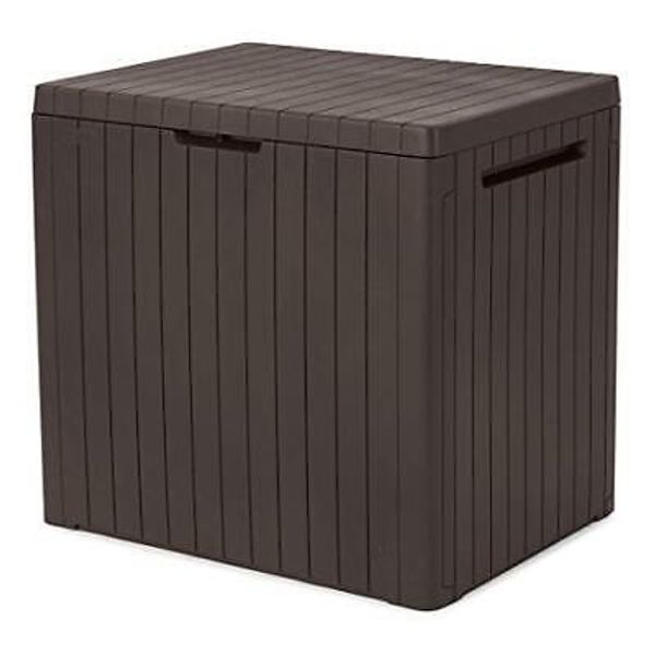 City Resin Deck Box for Patio Furniture, Pool 30 Gallon Brown Storage