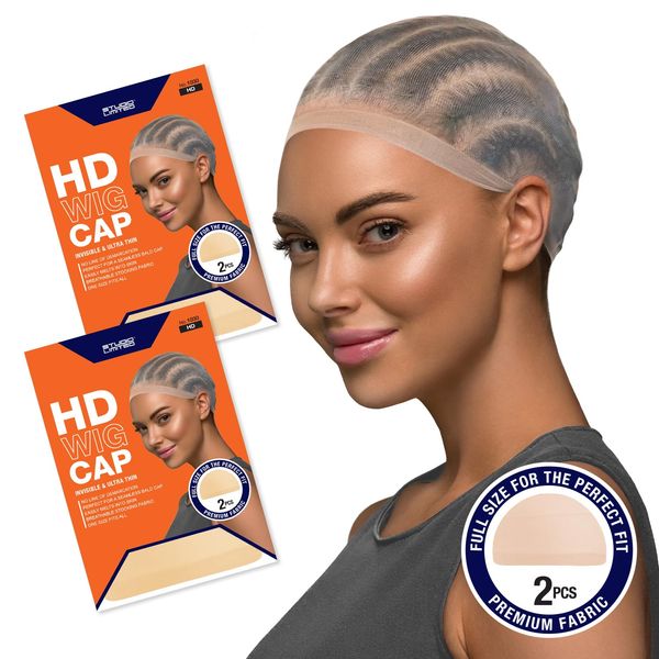 HD Wig Cap Ultra Thin Invisible Wig Cap for Bald Cap Method HD Beige 2pcs (PACK OF 6)(Total 12pcs)