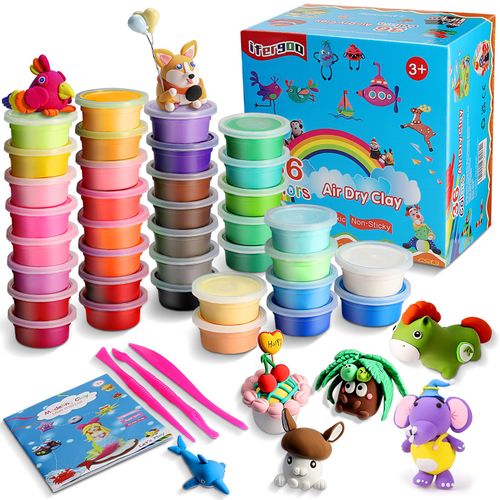 iFergoo Modeling Clay Kit - 36 Colors Magic Air Dry Clay for Kids, Ultra Light, Safe & Non-Toxic, School Art & Craft Project, Great Toy Gift for Boys and Girls