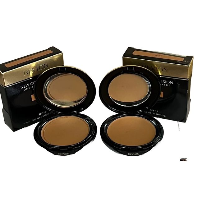 2 Compacts Revlon New Complexion one step  make up Oil Free .35 oz / 9.9 g TOAST