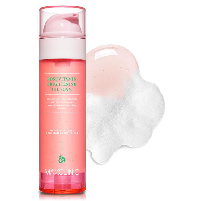 MAXCLINIC Rose Vitamin Moisturizing Oil Foam | Daily Face Wash Oil Based Cleanser | Korean Oil Cleanser for Face | Hydrating Facial Cleanser for Dry Sensitive Skin | Face Cleanser (3.72 fl oz)