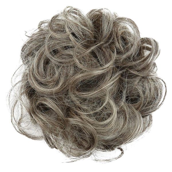 CAISHA by PRETTYSHOP Messy Scrunchie Bun Voluminous Wavy Hairpiece Heat-resistant Synthetic Fibres Gray Blond Mix G21A