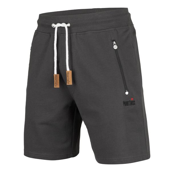 Mount Swiss Kurze Freizeithose Herren Liam I Kurze Sweatpants Herren mit Taschen I Sport Shorts Herren Übergröße Anthrazit, 3XL