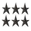 6 Primitive Black Rustic Flat Black Dimensional Star Ornaments with Tiny Star Cutouts