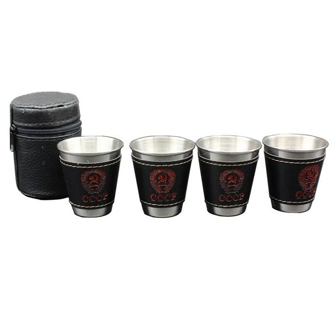 4PCS/Set Stainless Steel Cups Metal Beer Cup Wine Glass Whiskey