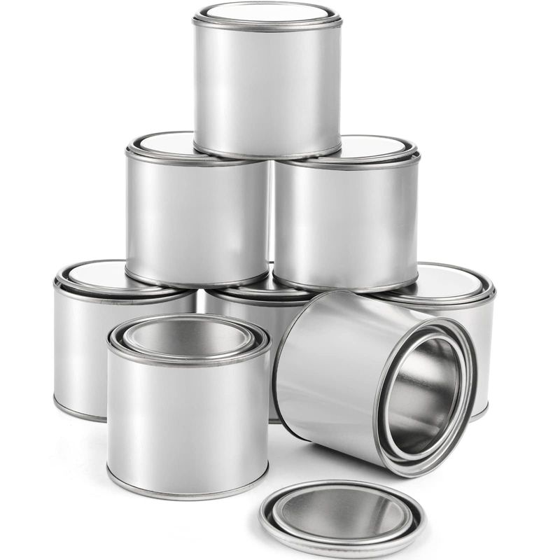 DIY Project Containers Empty Metal Paint Cans With Lids - 1/2 Pint Size, 2 Pack For Crafts & Storage Half Pint Storage Tins