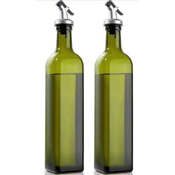 2-Pack Olive Oil and Vinegar Dispenser Set for Kitchen, Restaurant, 17oz/500ml