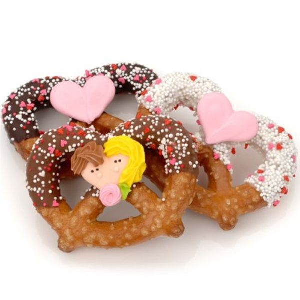 Romantic Chocolate Covered Pretzels - Set of 12