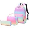abshoo Lightweight Water Resistant Galaxy Backpacks for Teen Girls School Backpack with Lunch Bag (Rainbow Set)