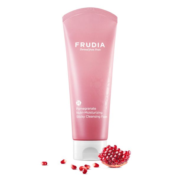 FRUDIA WELCOS Pomegranate Nutri-Moisturizing Sticky Cleansing Foam | Korean Skin Care Face Cleanser for Firmness & Hydration | Facial Cleanser w/Adenosine & Pomegranate Extract (4.90 fl oz)