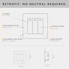 RETROTOUCH Crystal Triple Light Switch, White Glass, 2-Way, 10AX