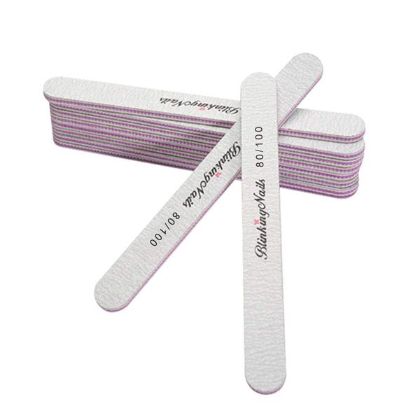 BlinkingNails 80/100 Nail File per Unghie Professionali Blocco Lima per Unghie, Disposable Sanding File e Tamponi Monouso per Unghie per Unghie Acriliche, Nail Buffer Block Blocco Tampone per Unghie