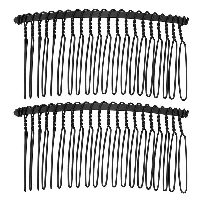 VOCOSTE 2 Pcs No Slip Hair Side Combs Accessories, Metal, Black, 3"