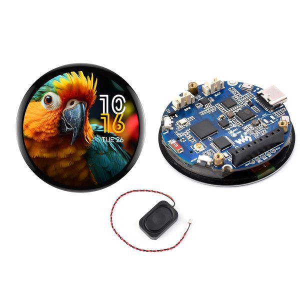 ESP32-S3 1.75inch AMOLED Round Touch Display Development Board, 466×466 Pixels, QSPI Interface, Onboard Dual Digital Microphone Array, Supports AI Speech Interaction, with Speaker