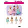 Simplicity 1485 Doll Dress and Clothes Sewing Patterns for 18'' Dolls