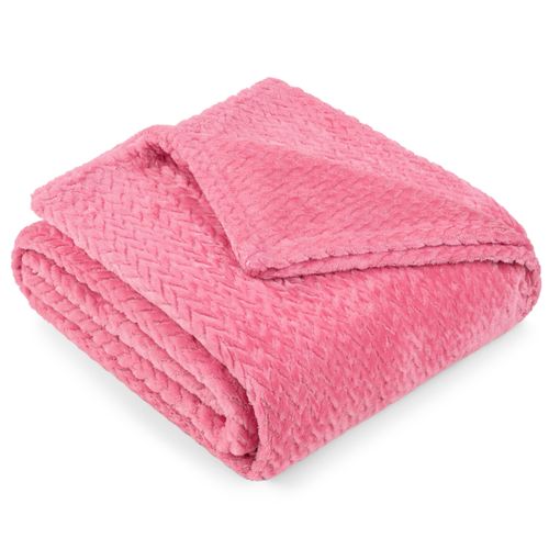 PAVILIA Soft Fleece Hot Pink Throw Blanket for Couch, Lightweight Plush Warm Blankets for Bed, Fuzzy Cozy Flannel Blanket Throw for Sofa, Travel, Jacquard Pattern, Hot Pink, Twin, 60x80 inch
