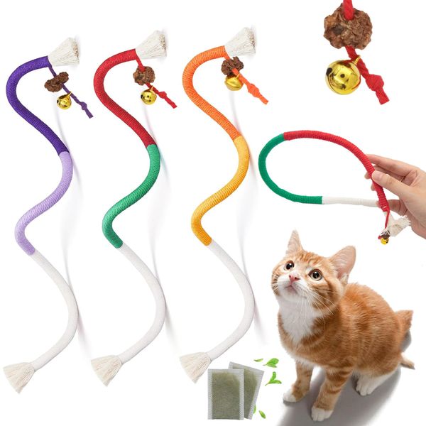 Leoezx™ Sisal Rope Cat Toys (3PCS), Cat Chew Teeth Toys, Interactive Cat Teething Toys, Cat Tooth Cleaning, Cat Bell Toys