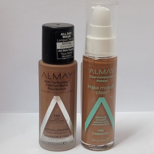 2 Pack New Almay Foundation Make Myself Clear 900 & Skin Perfecting Matte 250