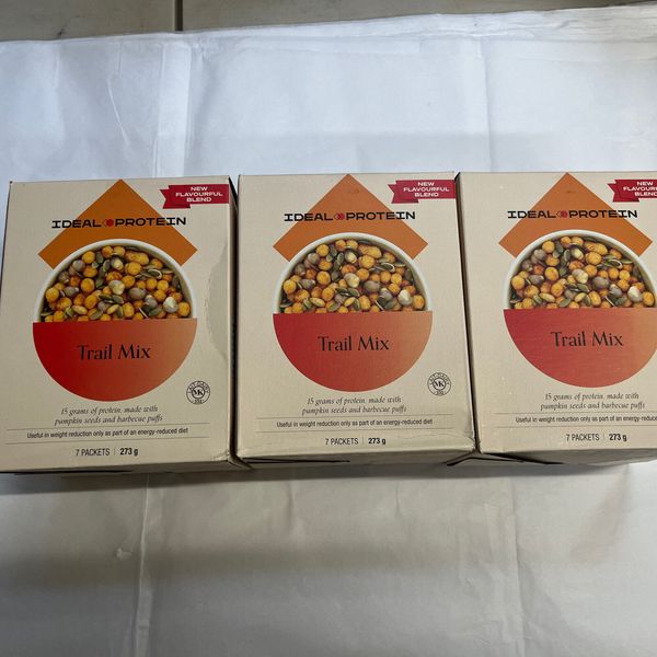 3 boxes Ideal Protein Trail Mix 7 packets per box  FREE Ship BB 07/31/25