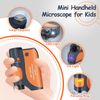 Pocket Microscope 60-120x Zoom with LED, Handheld Microscopes for Children, Portable Mini Microscope with 5 Microscope Objects for Learning, Education and Exploring (Orange)