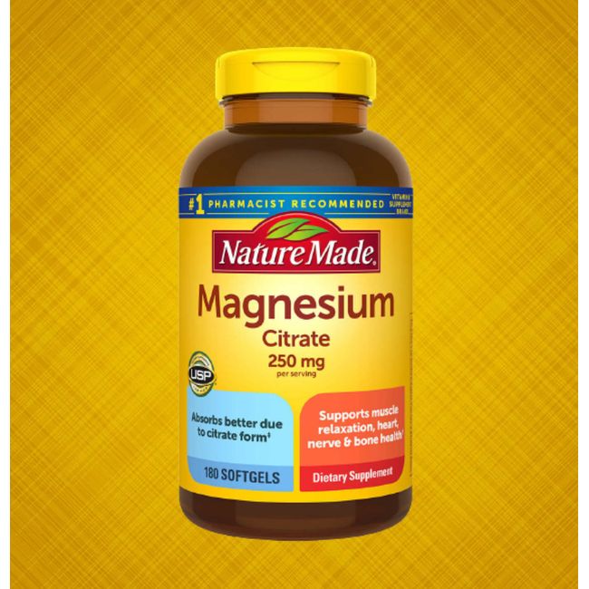 Nature Made Magnesium Citrate 250 mg, 180 Softgels