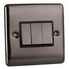 Caradok 3 Gang 2 Way Light Switch - Black Nickel