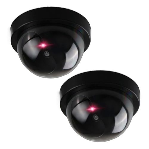 C CRYSTAL LEMON Set of 2 Fake Security Cameras – Realistic Dummy Surveillance for Indoor & Outdoor Use – Battery-Operated with Red Light